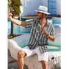 COOFANDY Men’s Hawaiian Shirt Short Sleeve Floral Button Down Shirts Tropical Holiday Beach Shirts(Striped – Black)