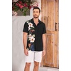 COOFANDY Men’s Hawaiian Short Sleeve Button Down Shirt(Black – Floral)