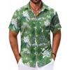 COOFANDY Men’s Hawaiian Shirt Short Sleeve Casual Button Down Tropical Summer Beach Aloha Shirts(Red-white Flowers)