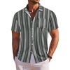 COOFANDY Men’s Hawaiian Shirt Short Sleeve Floral Button Down Shirts Tropical Holiday Beach Shirts(Striped – Black)
