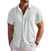 COOFANDY Men’s Hawaiian Shirt Short Sleeve Floral Button Down Shirts Tropical Holiday Beach Shirts(Striped – Light Green)