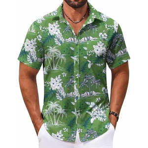 COOFANDY Men’s Hawaiian Shirt Short Sleeve Casual Button Down Tropical Summer Beach Aloha Shirts(Red-white Flowers)