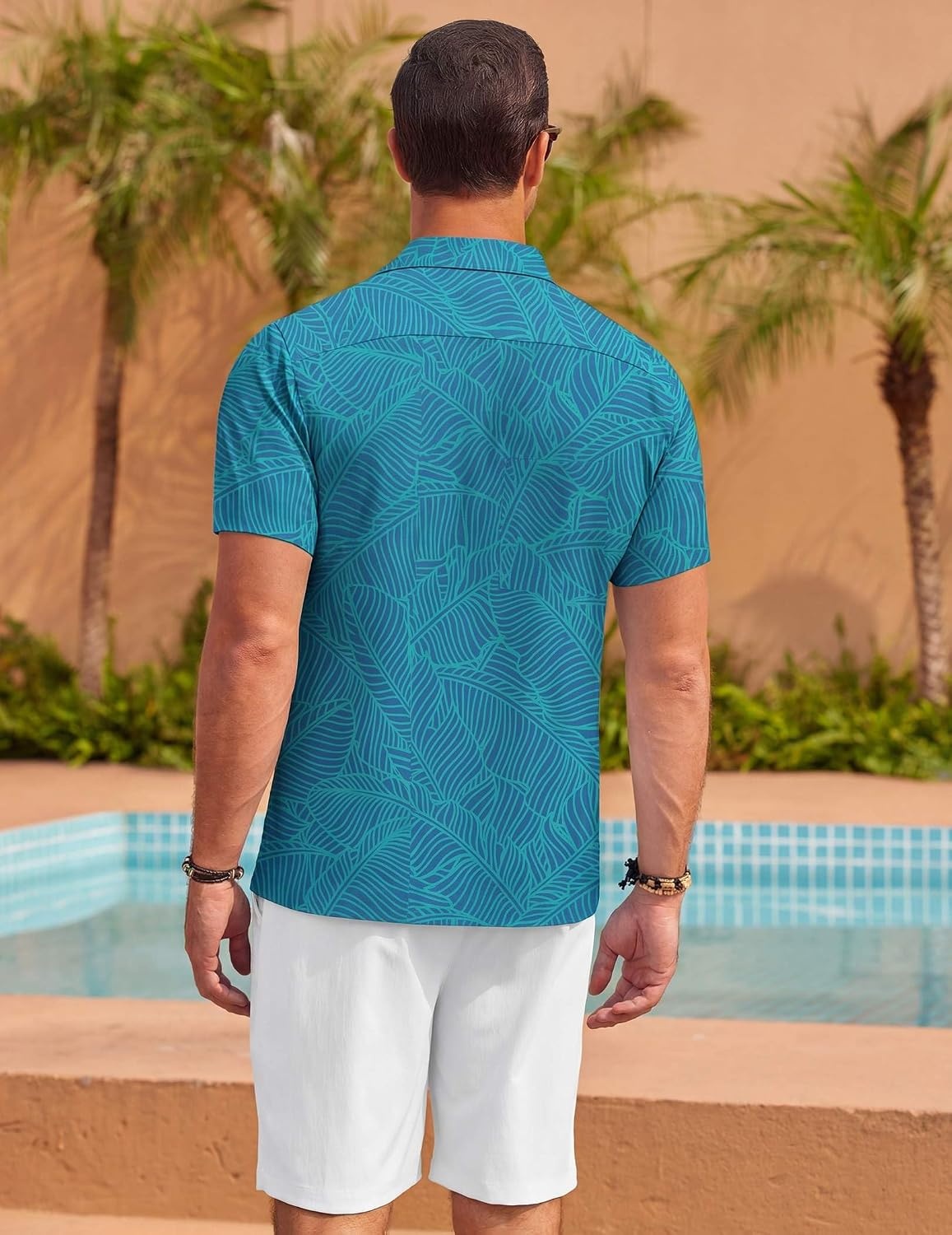 image:imageCOOFANDY Mens Hawaiian Shirt Short Sleeve Floral Button Down Shirts Tropical Summer Beach Shirts Camp Collar Shirt Lake GreenLeaf 3XLarge