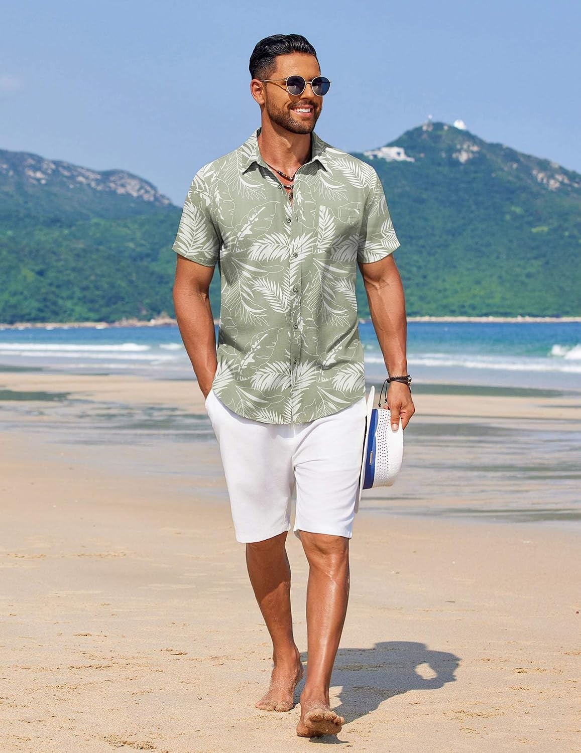 image:imageCOOFANDY Mens Hawaiian Shirt Summer Beach Vacation Resort Wear Casual Button Down Short Sleeve Shirt Tropical Aloha Top