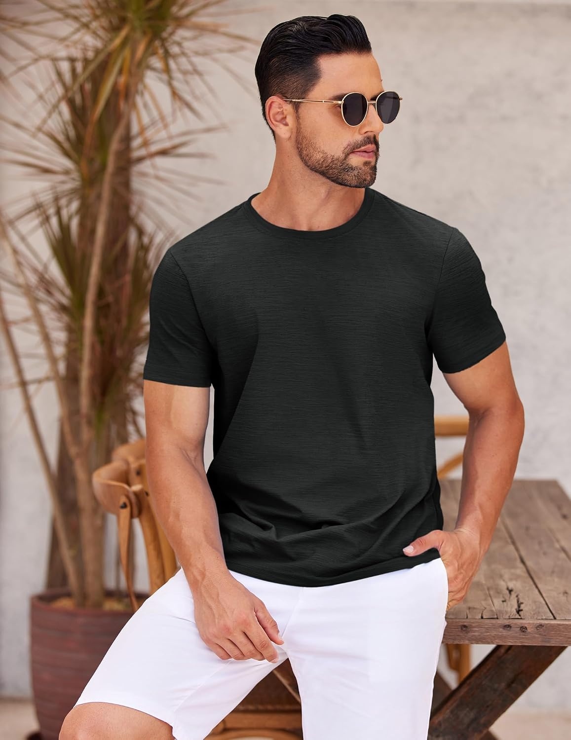 image:imageCOOFANDY Mens T Shirt Short Sleeve Classic Crew Neck TShirt Casual Summer Basic Tee ShirtsAll Black