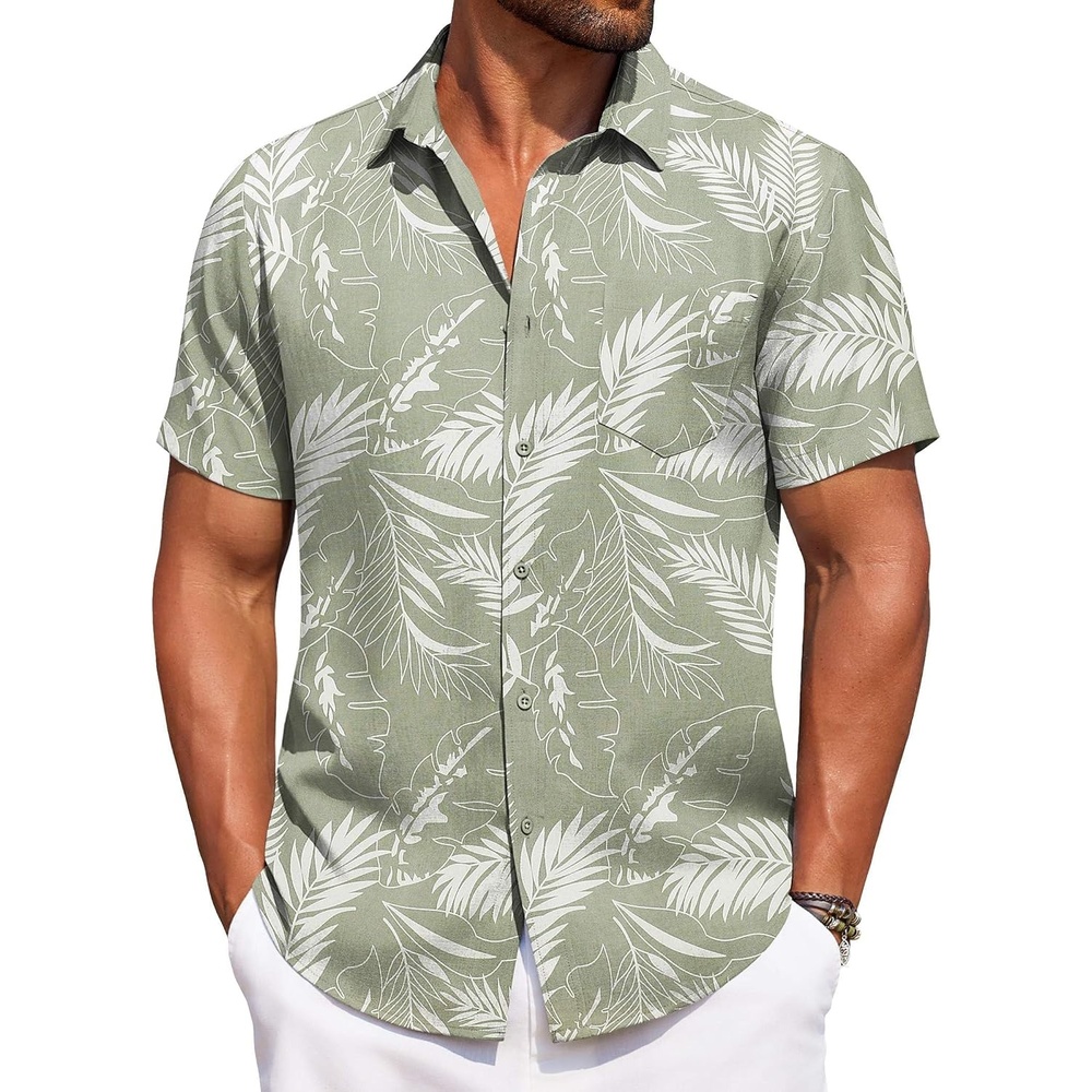 image:imageCOOFANDY Mens Hawaiian Shirt Summer Beach Vacation Resort Wear Casual Button Down Short Sleeve Shirt Tropical Aloha Top
