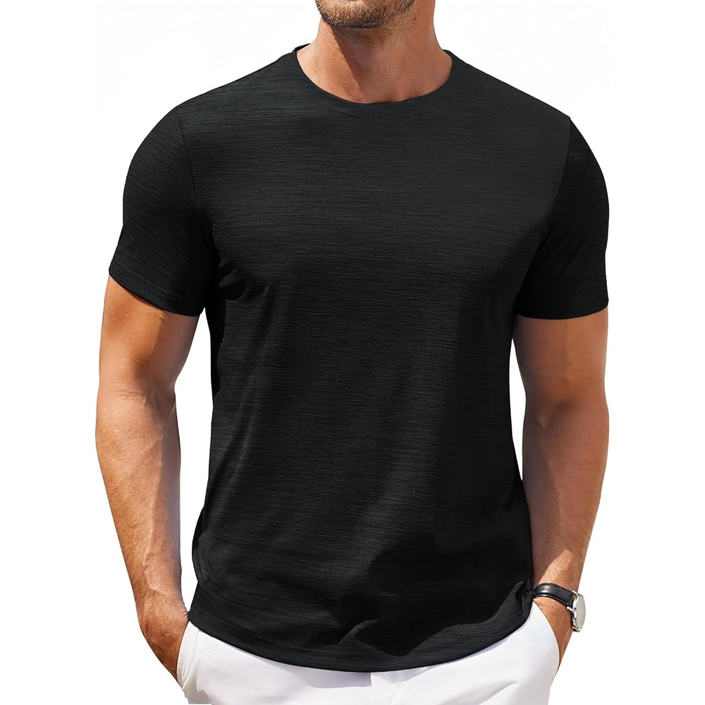 image:imageCOOFANDY Mens T Shirt Short Sleeve Classic Crew Neck TShirt Casual Summer Basic Tee ShirtsAll Black