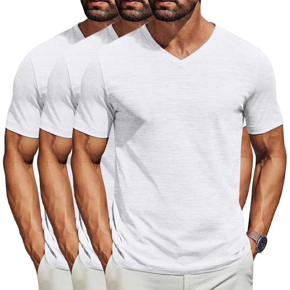 image:imageCOOFANDY Mens T Shirts Short Sleeve Classic V Neck TShirt Casual Summer Basic Tee ShirtYwhiteWhiteWhite3 Pack