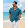 COOFANDY Mens Hawaiian Shirt Short Sleeve Floral Button Down Shirts Tropical Summer Beach Shirts Camp Collar Shirt Lake Green-Leaf 3X-Large