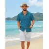 COOFANDY Mens Hawaiian Shirt Short Sleeve Floral Button Down Shirts Tropical Summer Beach Shirts Camp Collar Shirt Lake Green-Leaf 3X-Large