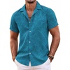 COOFANDY Mens Hawaiian Shirt Short Sleeve Floral Button Down Shirts Tropical Summer Beach Shirts Camp Collar Shirt Lake Green-Leaf 3X-Large