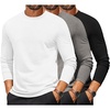 COOFANDY Mens Long Sleeve T Shirts Crew Neck Casual Basic Tee Shirt Lightweight Pullover Shirts(3 Pack-black/Light Gray/White)