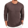 COOFANDY Men’s Long Sleeve Tee Shirts Crew Neck T Shirt Solid Casual Basic Tees Soft Stretch T-Shirts(Brown)