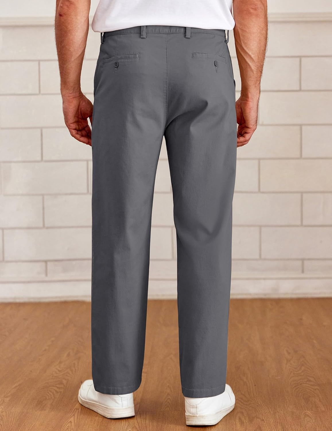 image:imageCOOFANDY Mens Casual Chinos Pants Classic Relaxed Fit Khaki Pants Wrinkle Free Stretch Dress PantsDark Grey
