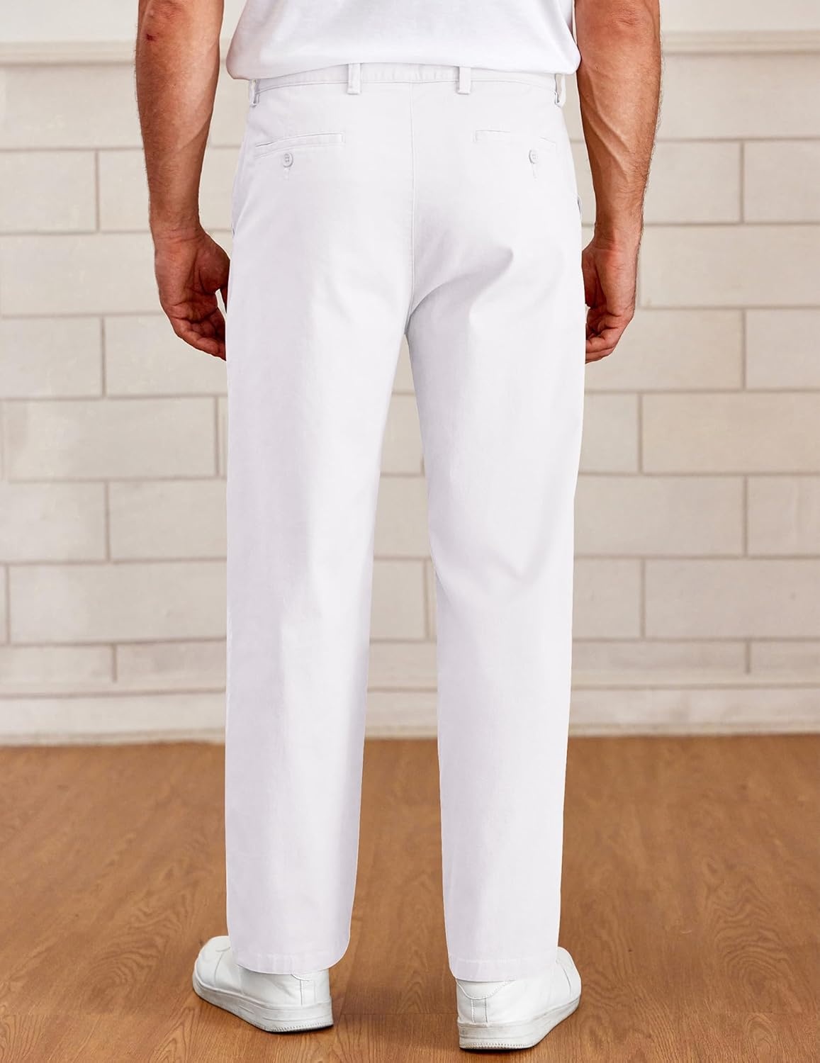image:imageCOOFANDY Mens Casual Chinos Pants Classic Relaxed Fit Khaki Pants Wrinkle Free Stretch Dress PantsWhite