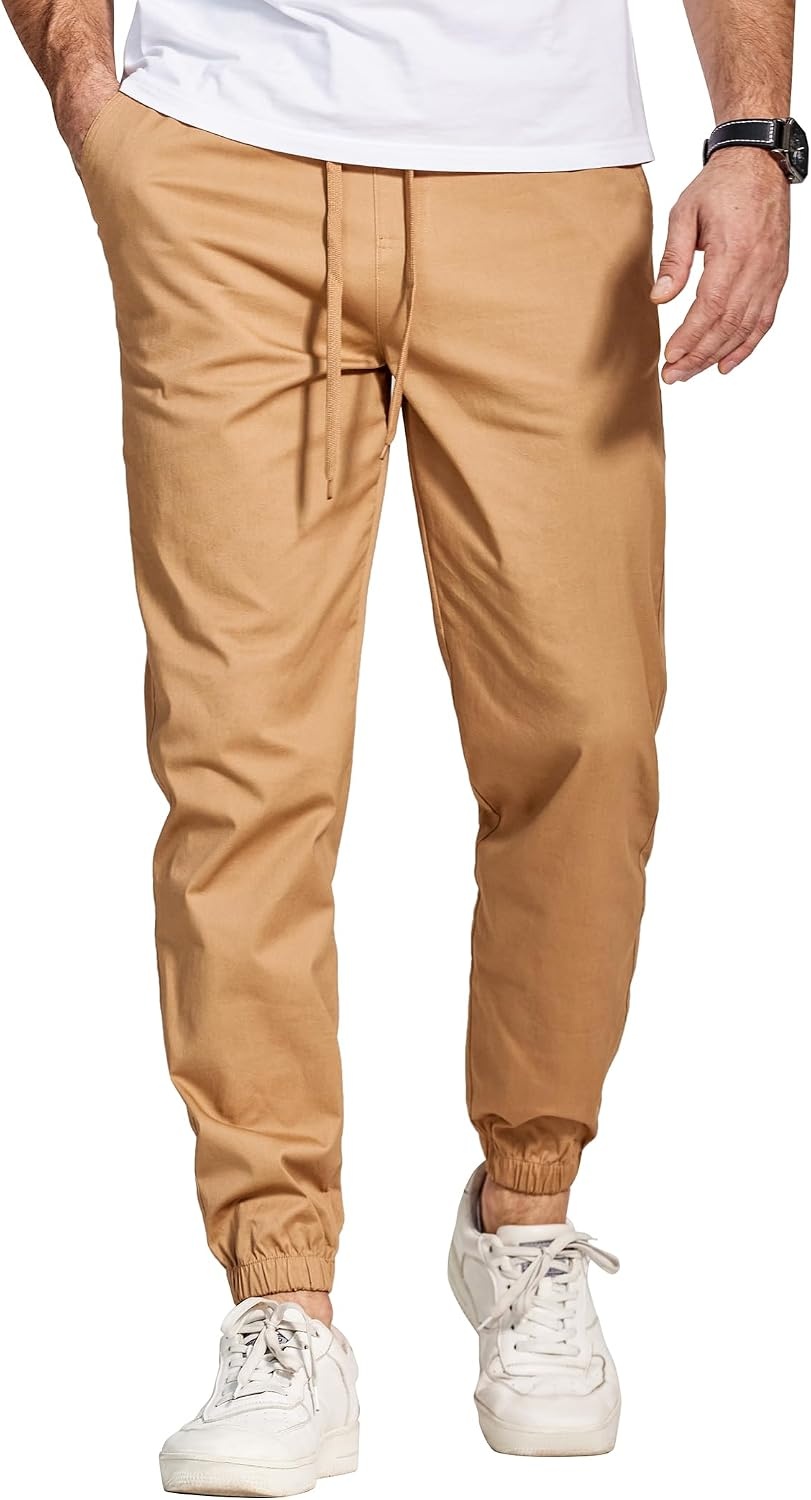 image:imageCOOFANDY Mens Cotton Drawstring Jogger PantsKhaki
