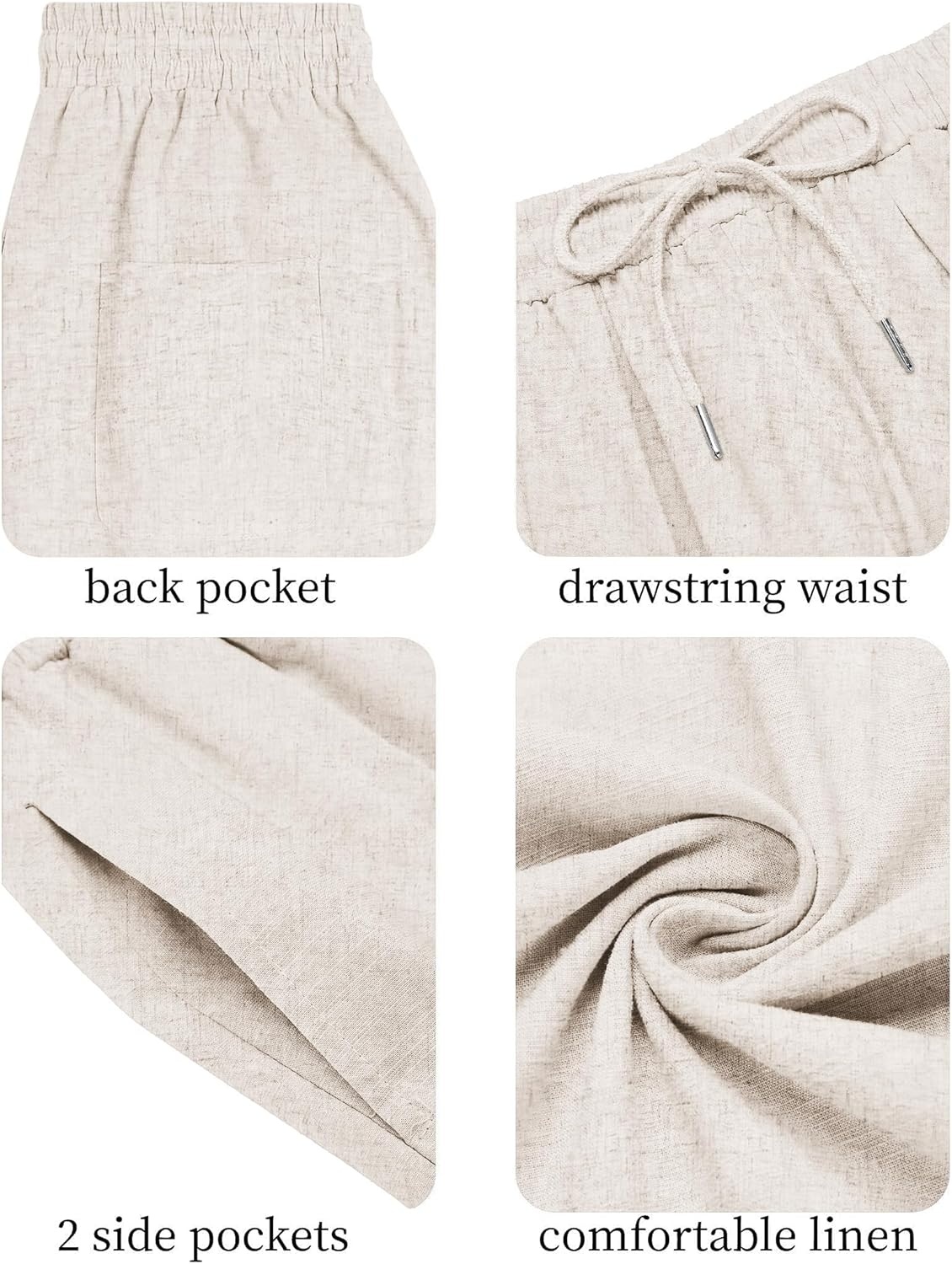 image:imageCOOFANDY Mens Cotton Linen Harem Pants Drawstring Casual Cropped Trousers Lightweight Loose Beach Yoga Pants with PocketsLinen Khaki