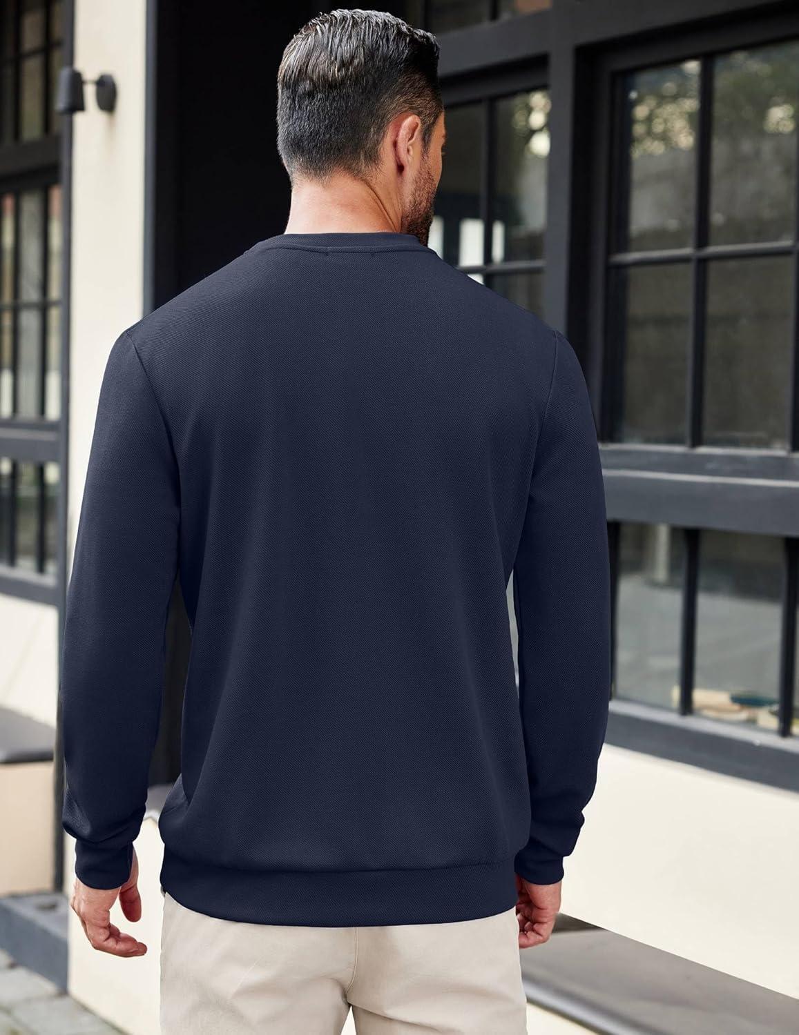 image:imageCOOFANDY Mens Crewneck Sweatshirts Long Sleeve Basic Pullover Shirts Twill Textured Soild Casual Tops