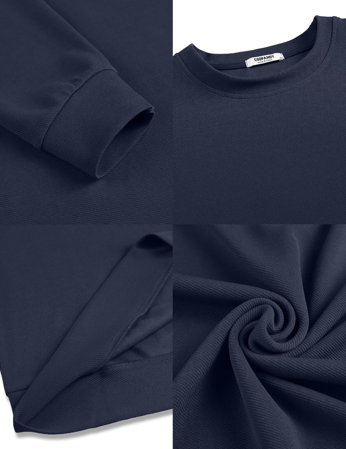 image:imageCOOFANDY Mens Crewneck Sweatshirts Long Sleeve Basic Pullover Shirts Twill Textured Soild Casual Tops