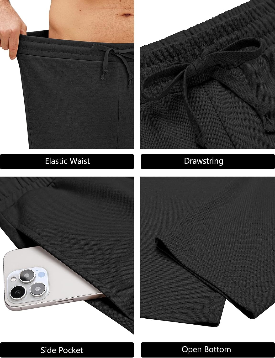 image:imageCOOFANDY Mens Lightweight Sweatpants Casual LooseFit Elastic Waist Pant with PocketsBlack S Small