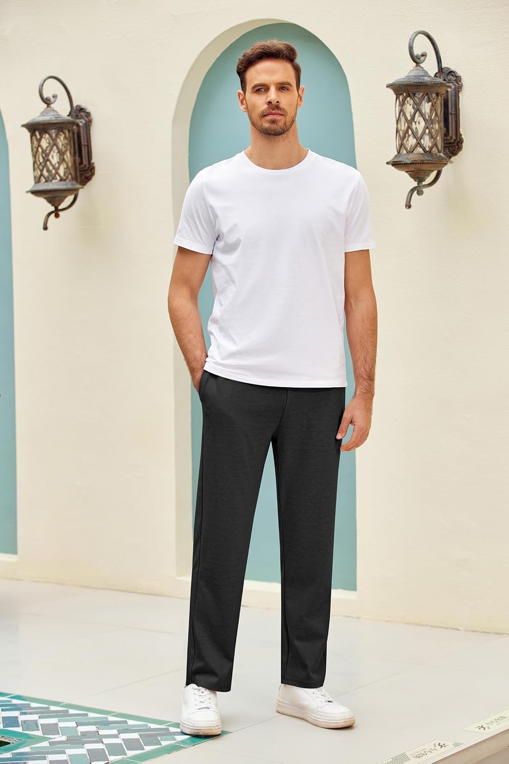 image:imageCOOFANDY Mens Lightweight Sweatpants Casual LooseFit Elastic Waist Pant with PocketsBlack S Small