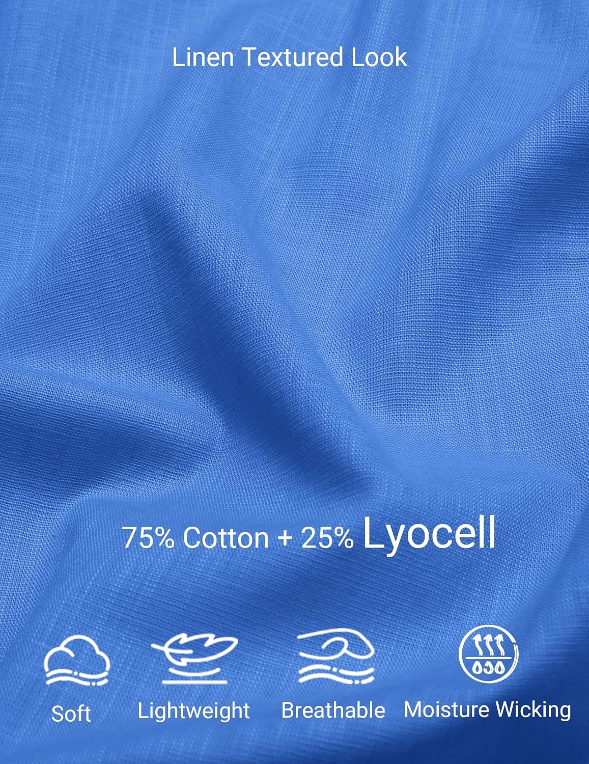 image:imageCOOFANDY Mens Short Sleeve Button Down Shirts Summer Cotton Lyocell Linen Textured Casual Beach Shirts with PocketBlue