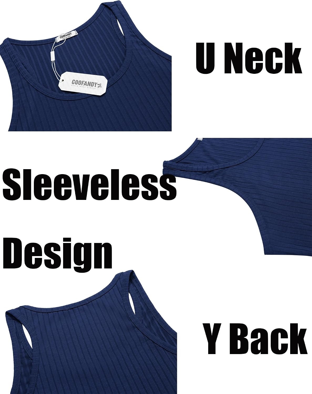 image:imageCOOFANDY Mens Workout Tank Top Ribbed Knit Sleeveless Gym Muscle T Shirts Bodybuilding TeeGreenBlue 2 Pcs