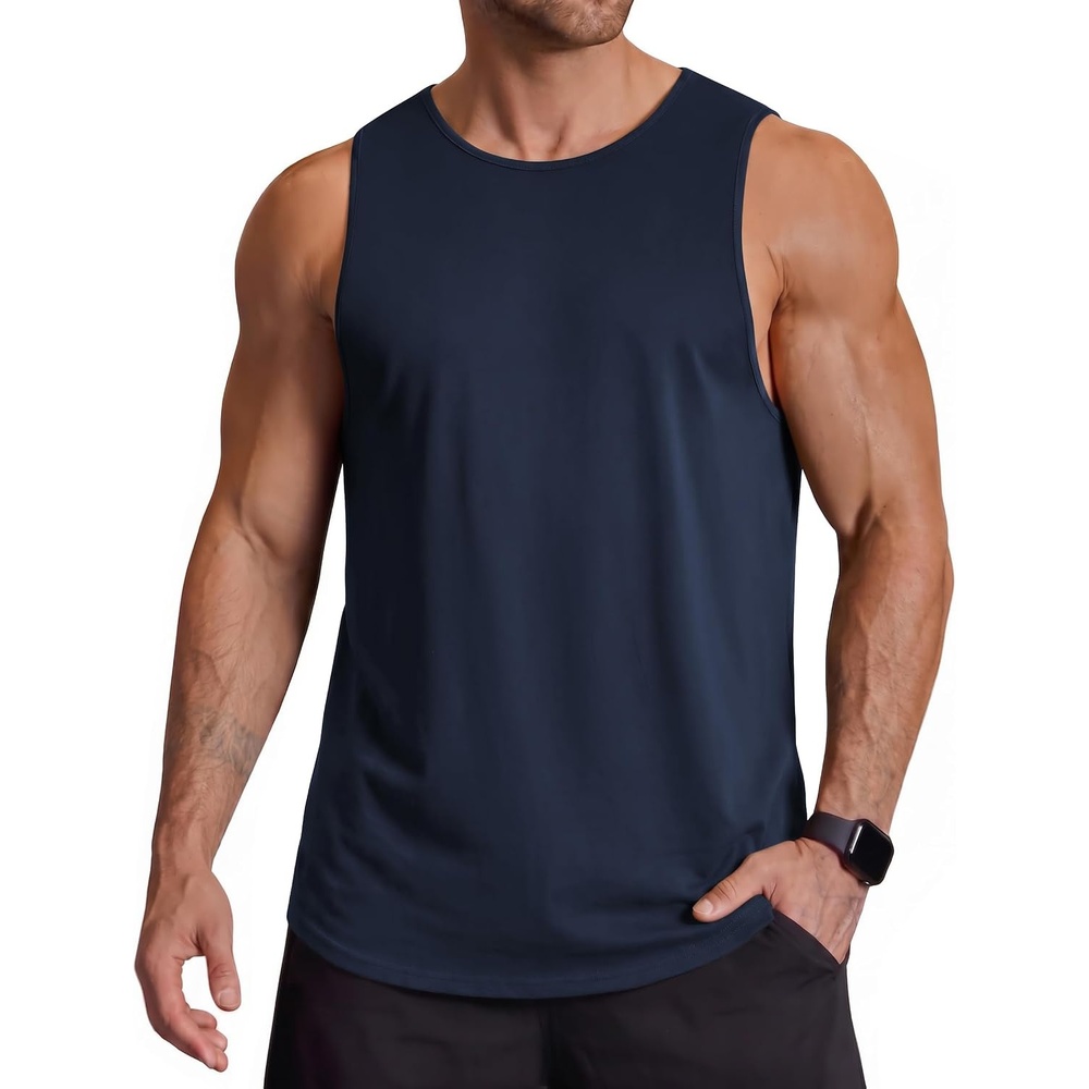 image:imageCOOFANDY Men Workout Tank Tops Sleeveless Gym Muscle Shirt Quick Dry Athletic Running Tee Shirts Summer LightweightNavy Blue
