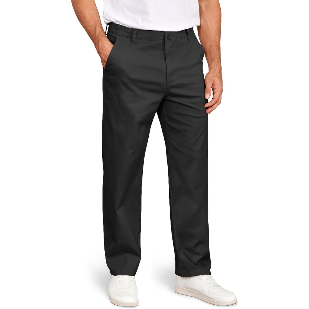 image:imageCOOFANDY Mens Casual Chinos Pants Classic Relaxed Fit Khaki Pants Wrinkle Free Stretch Dress PantsBlack