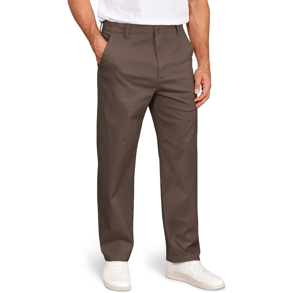 image:imageCOOFANDY Mens Casual Chinos Pants Classic Relaxed Fit Khaki Pants Wrinkle Free Stretch Dress PantsCoffee