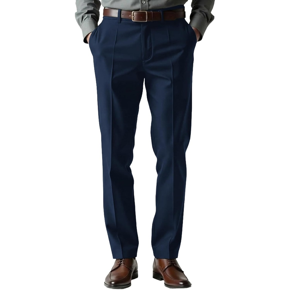 image:imageCOOFANDY Mens Classic Dress Pants Expandable Waist Suit Pants Breathable Business Casual SlacksNavy Blue