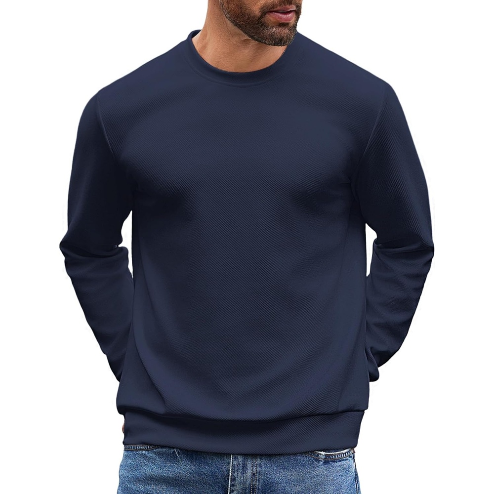 image:imageCOOFANDY Mens Crewneck Sweatshirts Long Sleeve Basic Pullover Shirts Twill Textured Soild Casual Tops