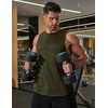 COOFANDY Gym Sleeveless Shirts Men Cotton Blend Stringer Tank Tops Quick Dry Soft Gym Wear Active Gym Shirts Workout Tank Army Green