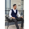 COOFANDY Men’s Business Suit Vests Slim Fit Formal Dress Waistcoat Groomsman Vest For Wedding(Dark Blue)