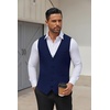 COOFANDY Men’s Business Suit Vests Slim Fit Formal Dress Waistcoat Groomsman Vest For Wedding(Dark Blue)