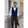 COOFANDY Men’s Business Suit Vests Slim Fit Formal Dress Waistcoat Groomsman Vest For Wedding(Dark Blue)