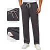 COOFANDY Men’s Casual Chino Pants Relaxed Fit Drawstring Elastic Waist Lightweight Pant Twill Pleated Trousers(Dark Gray)