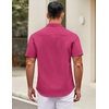 COOFANDY Mens Short Sleeve Casual Button Down Shirts Summer Untucked Dress Shirts with Pocket(Rose Red)