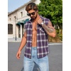 COOFANDY Mens Sleeveless Flannel Shirt Casual Summer Tank Top Button Up Sleeveless Beach Shirts with Chest Pocket(Purple)