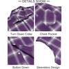 COOFANDY Mens Sleeveless Flannel Shirt Casual Summer Tank Top Button Up Sleeveless Beach Shirts with Chest Pocket(Purple)