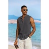 COOFANDY Mens Sleeveless Summer Shirts Beach Tank Tops Button Up Textured Tank Shirt for Vacation(Dark Grey)