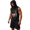 COOFANDY Mens Sleeveless Workout Hoodie Shorts Set 2 Piece Outfits Hooded Tank Tops Gym Tracksuit Sweatsuits(Black Flag Printed)
