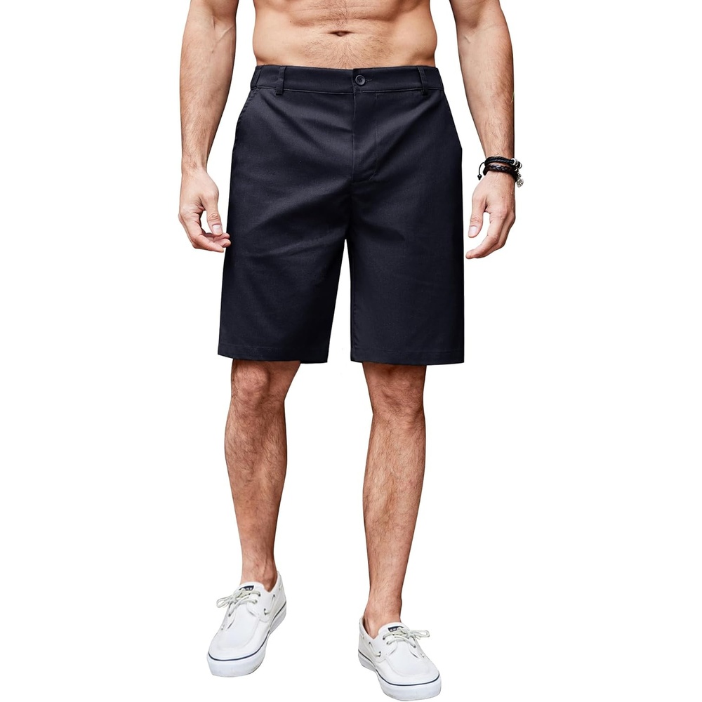 image:imageCOOFANDY Mens Casual Shorts Linen Flat Front Shorts Elastic Waist Summer Beach Shorts