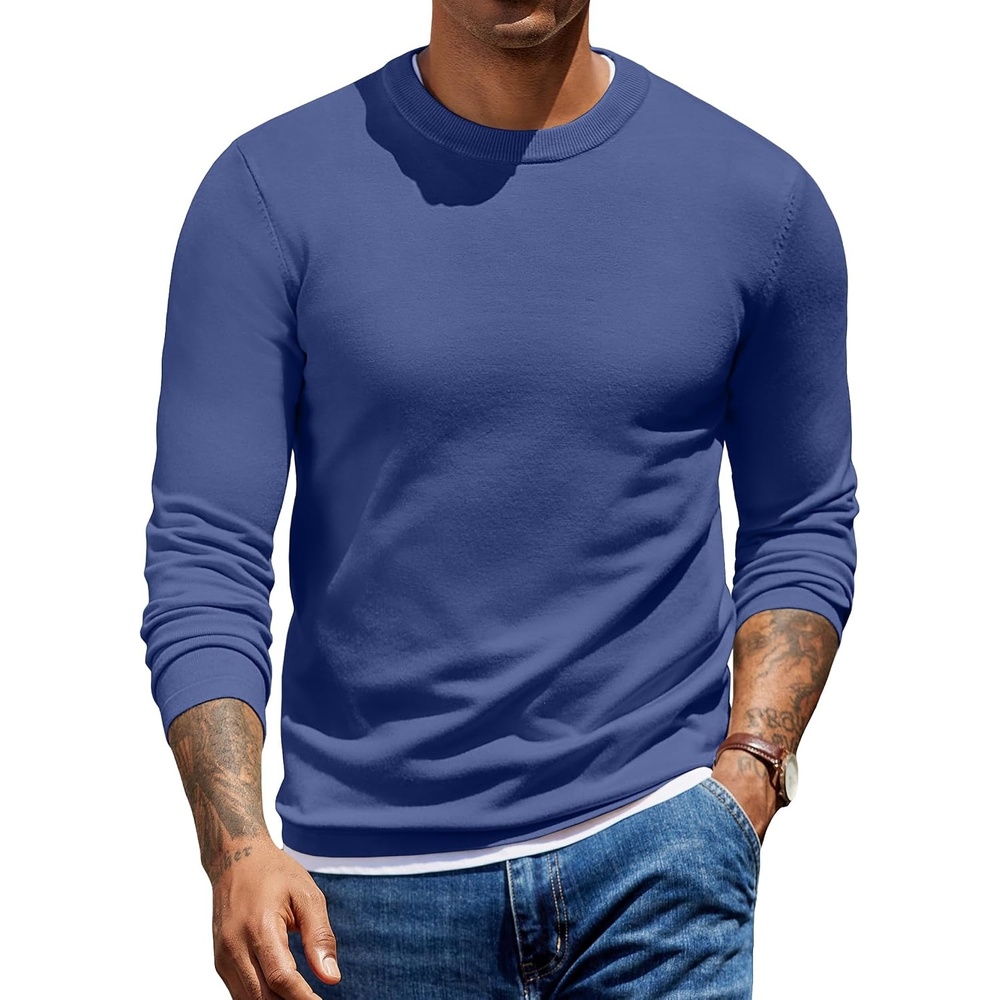 image:imageCOOFANDY Mens Crew Neck Pullover Sweater Slim Fit Long Sleeve Knit Sweaters Lightweight Dress Casual Crewneck Sweater