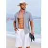 COOFANDY Men’s Beach Summer Shirts Linen Texture Shirts Short Sleeve Casual Button Down Shirt