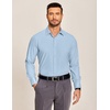 COOFANDY Men’s Business Dress Shirts Wrinkle Free Long Sleeve Regular Fit Dress Shirt Textured Casual Button Down Shirts(Clear Blue)