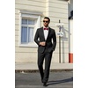 COOFANDY Mens Tuxedo Suit Set Slim Fit 2 Piece One Button Blazer Jacket Pants for Wedding,Dinner,Prom(Black)