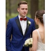 COOFANDY Mens Tuxedo Suit Set Slim Fit 2 Piece One Button Blazer Jacket Pants for Wedding,Dinner,Prom(Blue)