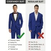 COOFANDY Mens Tuxedo Suit Set Slim Fit 2 Piece One Button Blazer Jacket Pants for Wedding,Dinner,Prom(Blue)