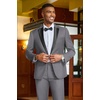 COOFANDY Mens Tuxedo Suit Set Slim Fit 2 Piece One Button Blazer Jacket Pants for Wedding,Dinner,Prom(Dark Gray)